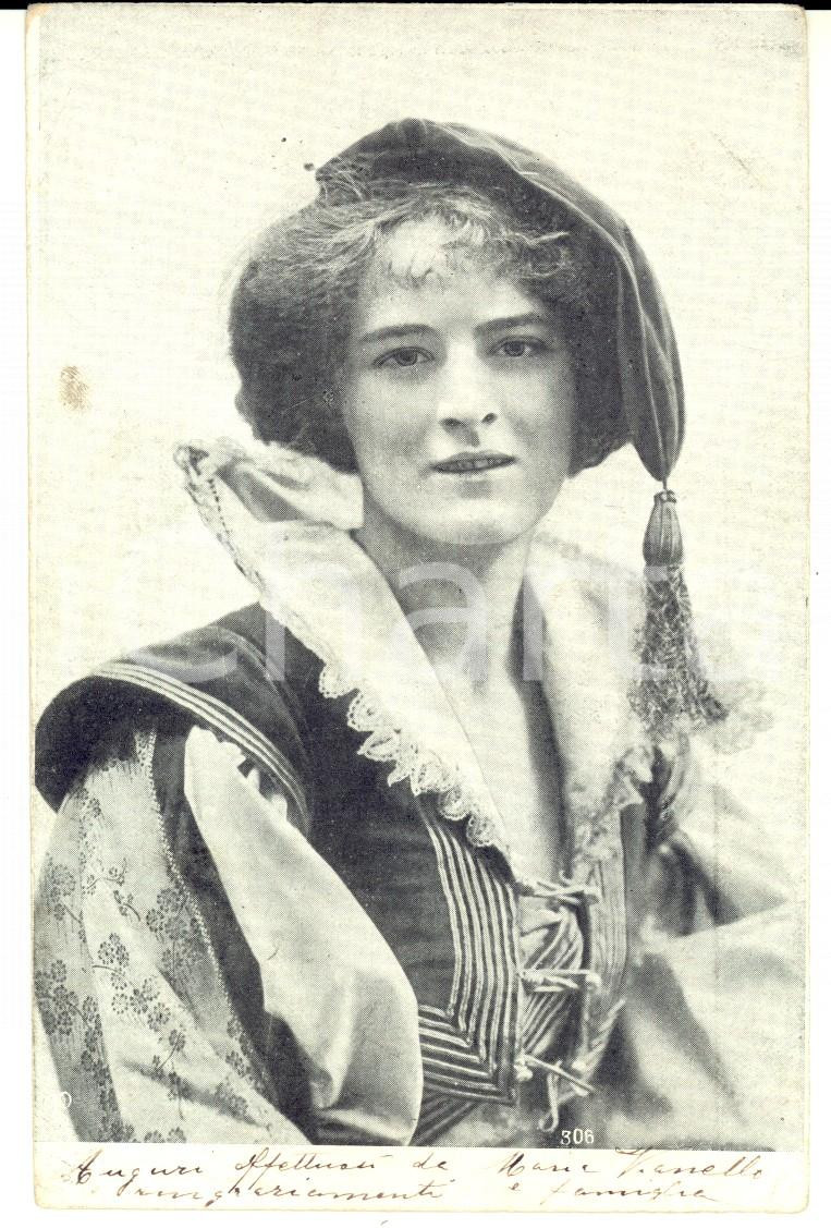 Cartolina originale da collezione 1904 COSTUMI TICINESI Giovane donna in costume storico Cartolina FP VG 1