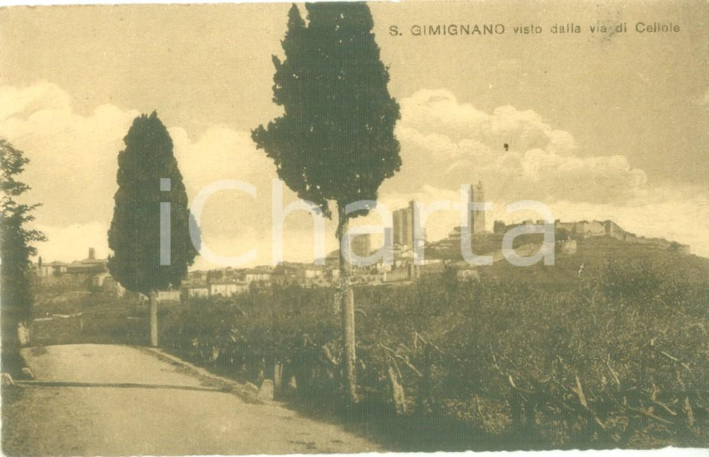 Cartolina originale da collezione 1930 ca SAN GIMIGNANO SI Panorama dalla via di CELLOLE Cartolina FP NV 1