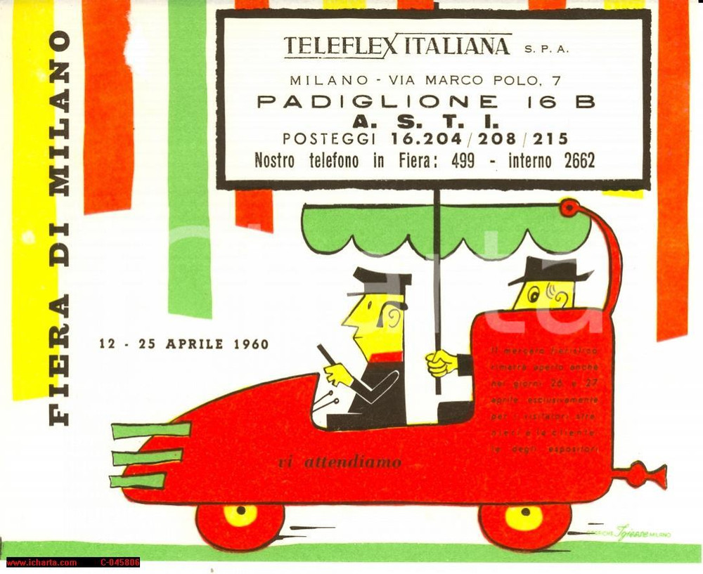 Oggetto da collezione cartaceo 1960 MILANO FIERA Biglietto ingresso TELEFLEX Italiana 1