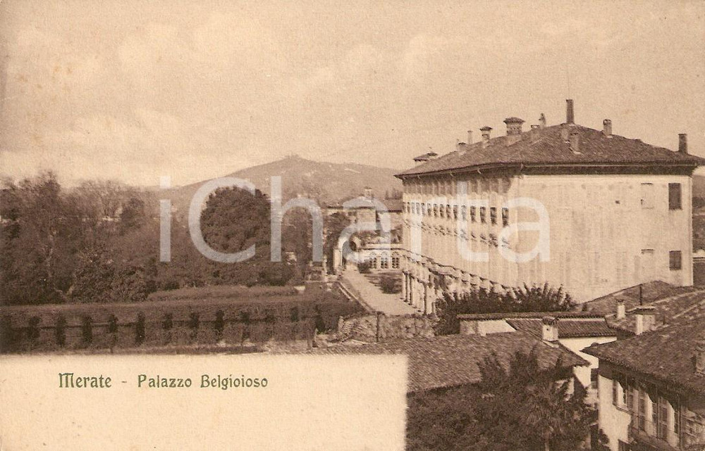 Cartolina originale da collezione 1925 ca MERATE (LC) Palazzo BELGIOIOSO e panorama *Cartolina FP NV 1