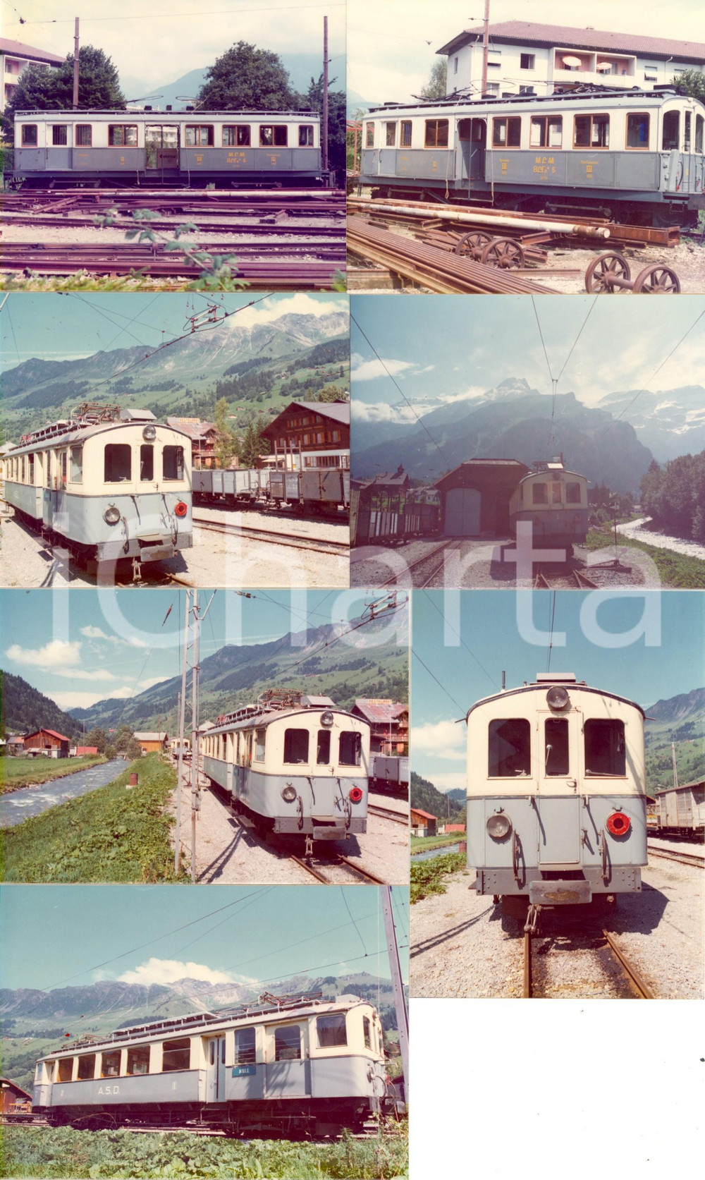 Fotografia d epoca originale 1975 ca SVIZZERA Ferrovia AIGLESEPEYDIABLERETS Locomotiva Lotto 7 fotografie 1