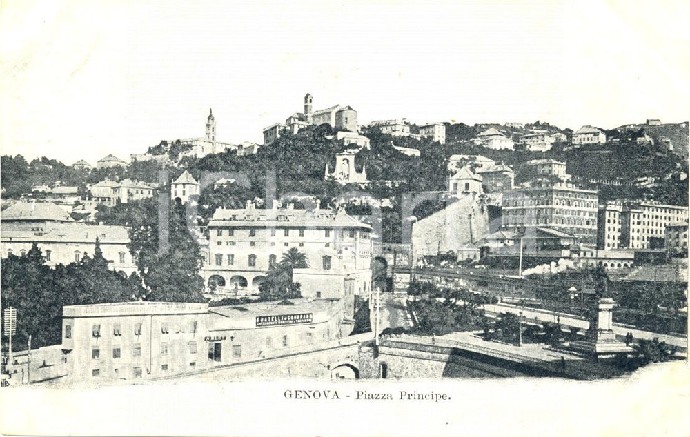 Cartolina originale da collezione 1900 ca GENOVA Piazza PRINCIPE Fratelli GONDRAND trasporti *Cartolina FP NV 1