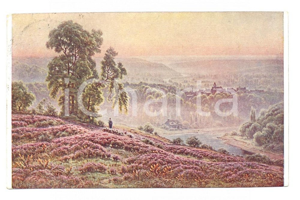 1923 William DIDIER-POUGET Le matin: Bruyères en fleurs *Cartolina postale FP VG