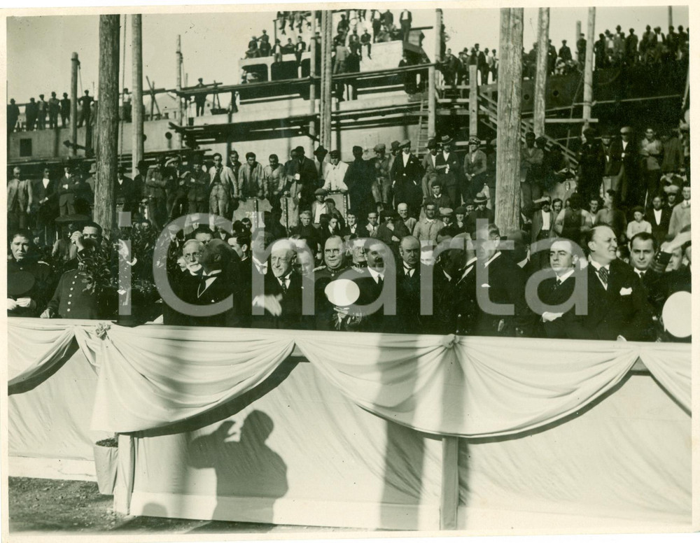 Fotografia d epoca originale 1931 GENOVA FOCE Imposizione chiglia Incrociatore ALMIRANTE BROWN Cantiere ODERO 1