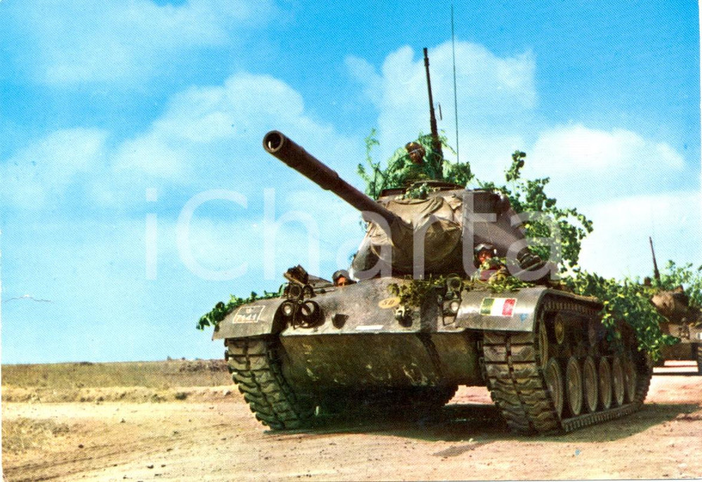 Cartolina originale da collezione 1969 MEZZI MILITARI Carro Armato M 47 in marcia Cartolina ANIMATA FG VG 1