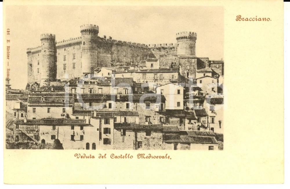 Cartolina originale da collezione 1900 ca BRACCIANO ROMA Veduta del castello medioevale Cartolina FP NV 1