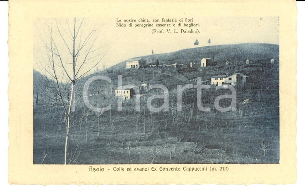 Cartolina originale da collezione 1920 ca ASOLO TV Colle ed avanzi ex Convento Cappuccini FP NV 1
