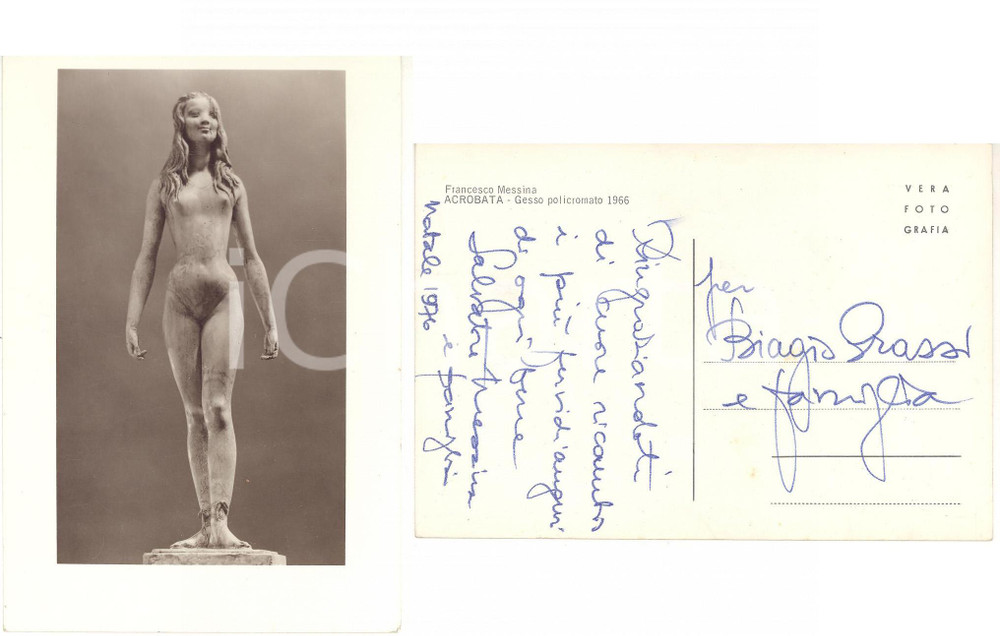 Autografo originale 1976 Francesco MESSINA Acrobata  Cartolina AUTOGRAFO Salvatore MESSINA 1