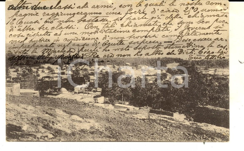 Cartolina originale da collezione 1914 DERNA LIBIA Panorama della cittÃ  Cartolina postale FP VG 1