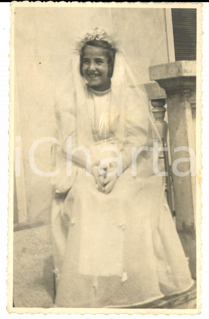 Fotografia d'epoca originale 1945 GIUSSANO BRIANZA (MB) Bambina nel giorno della Prima Comunione *Foto 8x13 1