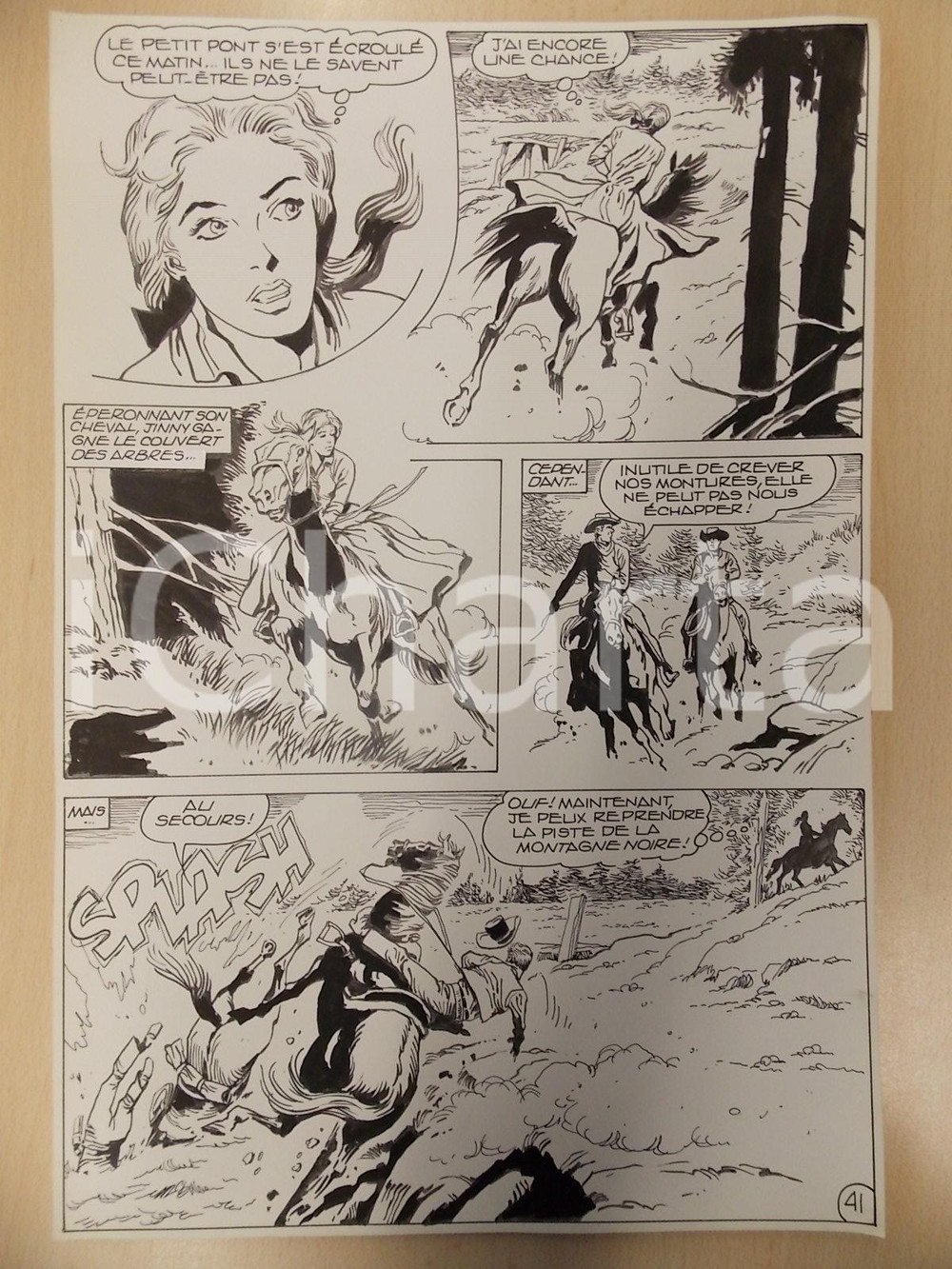 Opera d’arte autentica 1990 BILLY BOYD Ep.4 Luciano BERNASCONI Cowboy cadono da cavallo Tav. originale 1