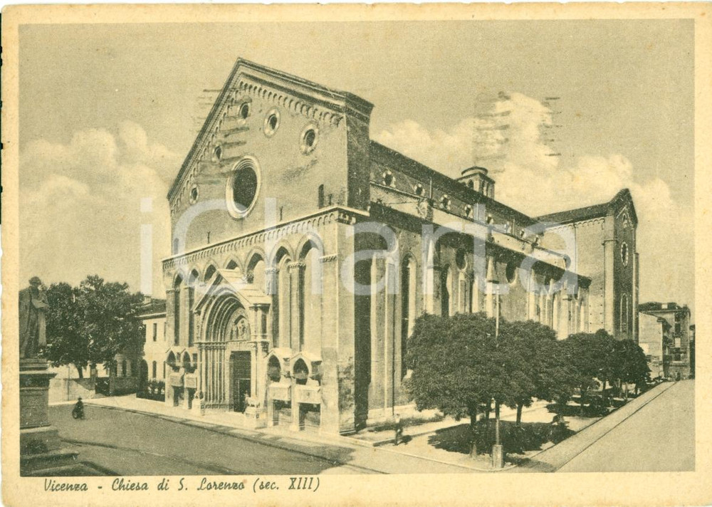 Cartolina originale da collezione 1943 VICENZA La Chiesa di SAN LORENZO Cartolina FG VG 1