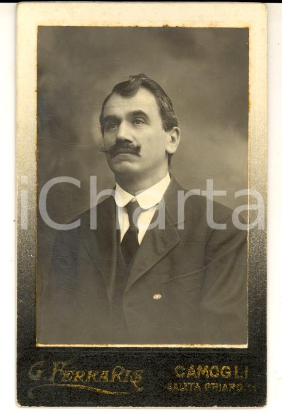 Fotografia d epoca originale 1910 ca CAMOGLI GE Ritratto maschile in abito scuro Foto G. FERRARIS CDV 1