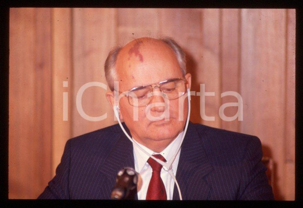 Fotografia d epoca originale 35mm vintage slide 1989 MILANO Michail GORBACHEV President USSR Portrait 53 1