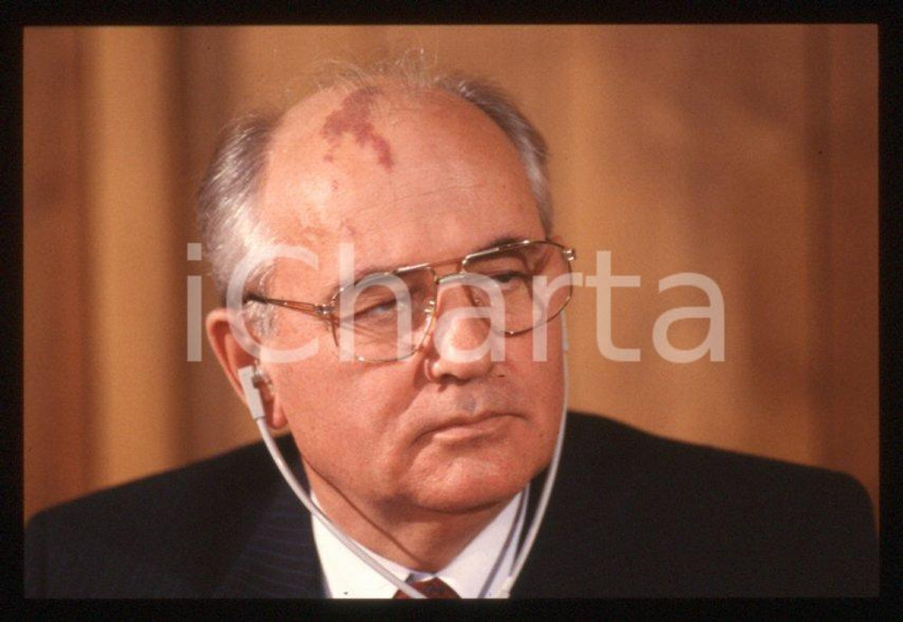 Fotografia d epoca originale 35mm vintage slide 1989 MILANO Michail GORBACHEV President USSR Portrait 54 1