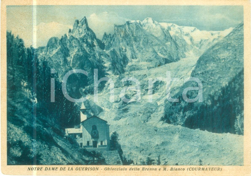 Cartolina originale da collezione 1949 NOTREDAMEDELAGUERISON Ghiaccio della BRENVA Monte Bianco Cartolina FG 1