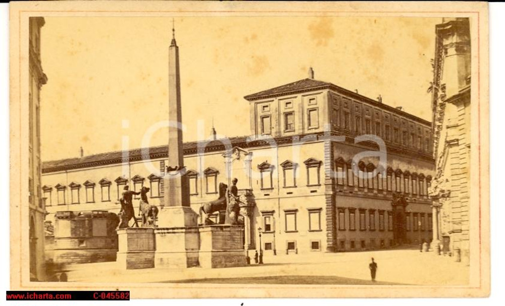 Fotografia d'epoca originale 1880 ROMA Obelisco del QUIRINALE fontana DIOSCURI foto 1