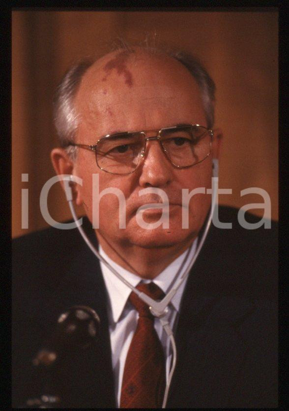Fotografia d epoca originale 35mm vintage slide 1989 MILANO Michail GORBACHEV President USSR Portrait 61 1