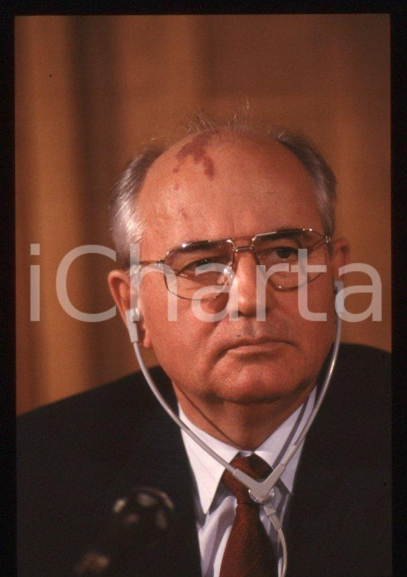 Fotografia d epoca originale 35mm vintage slide 1989 MILANO Michail GORBACHEV President USSR Portrait 62 1