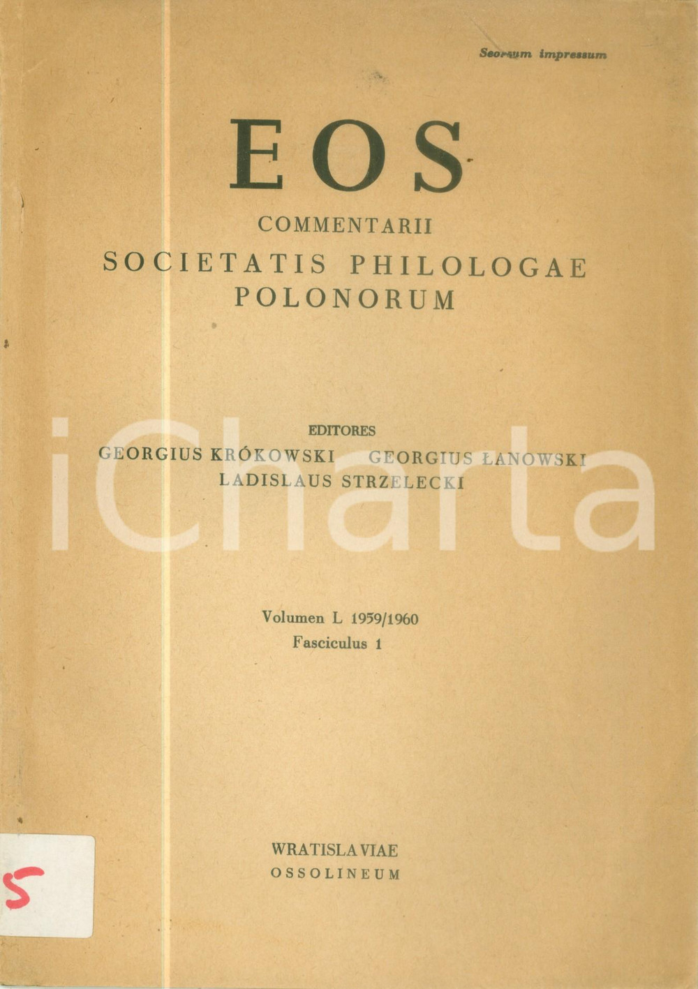 Libro, pubblicazione d epoca 1960 Kazimierz KUMANIECKI Martiis caelebs quid agam Kalendis Opuscolo 1