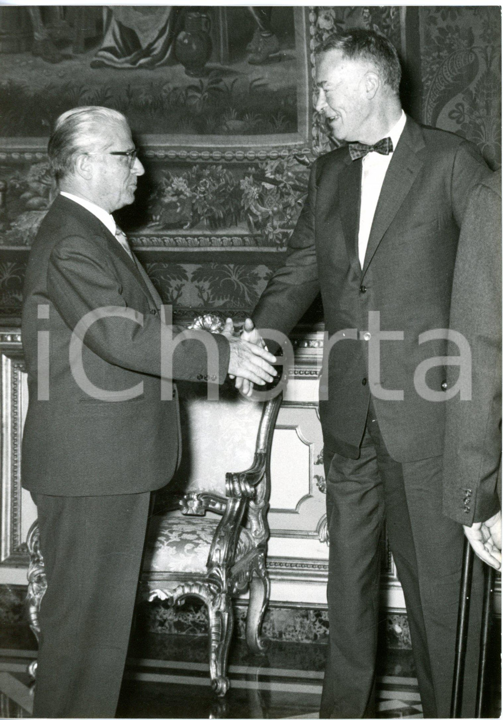 1959 ROMA Presidente Giovanni GRONCHI accoglie Christian HERTER *Foto 13x18