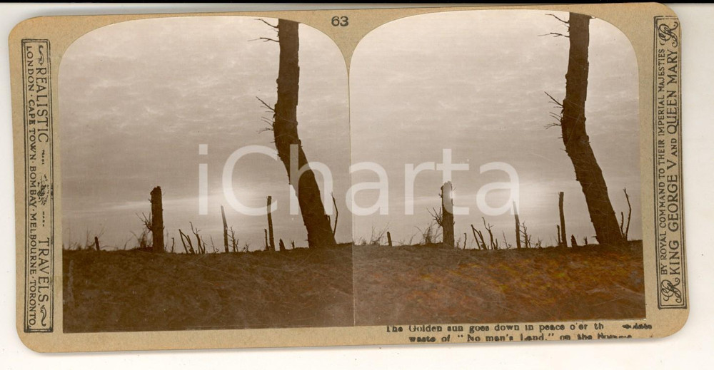 Fotografia d epoca originale 1918 WW1 THE GREAT WAR The golden sun goes down in peace Stereoscopic photo 63 1