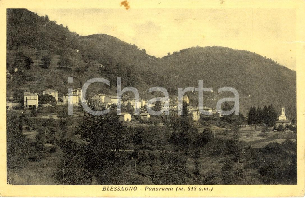 Cartolina originale da collezione 1930 ca BLESSAGNO CO Veduta panoramica paese e vallata Cartolina FP VG 1