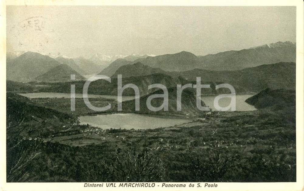Cartolina originale da collezione 1938 MARCHIROLO VA Panorama lago di LUGANO dalla chiesa di SAN PAOLO FP VG 1