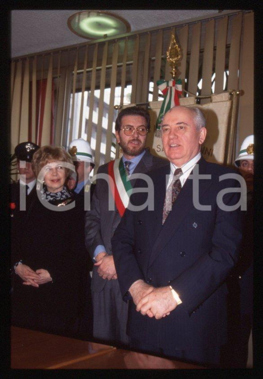 Fotografia d epoca originale 35mm vintage slide 1995 SESTO SAN GIOVANNI  Michail GORBACHEV Filippo PENATI 9 1