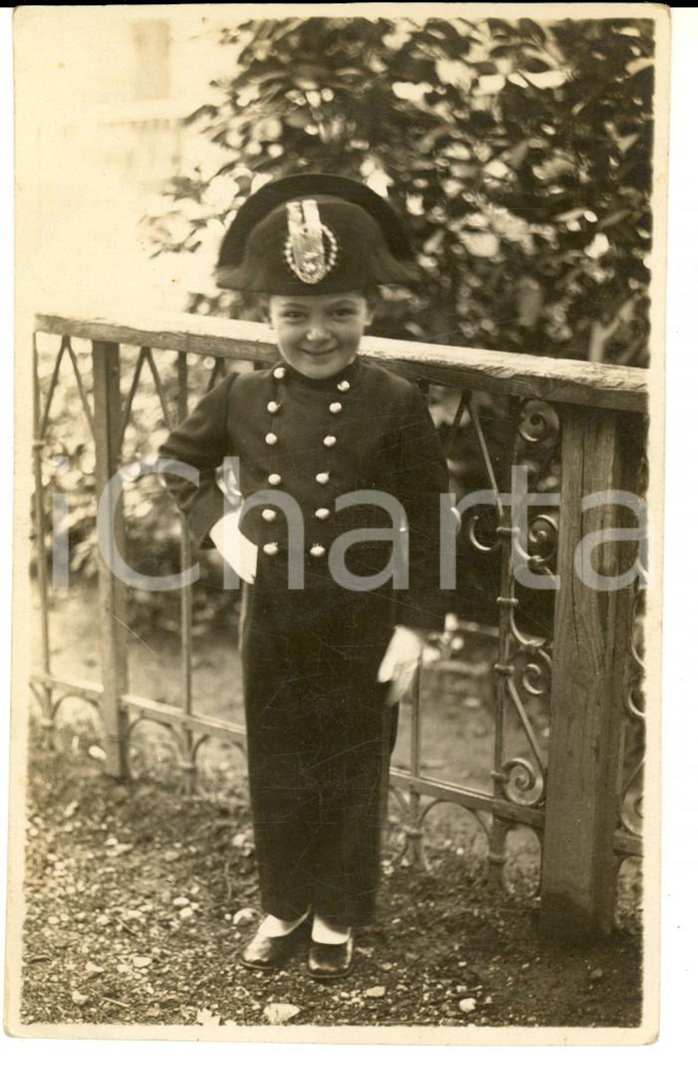 Fotografia d'epoca originale 1930 ca TRENTINO (?) Fabio COLUMELLA piccolo carabiniere *Fotografia FP 1
