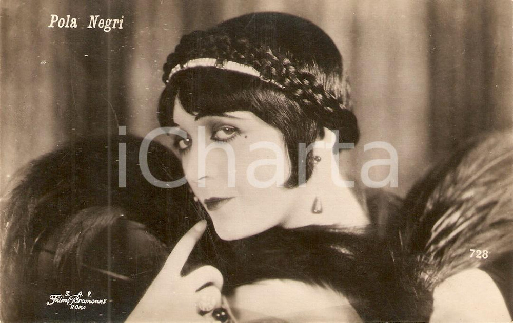 Cartolina originale da collezione 1925 ca CINEMA Actress Pola NEGRI Portrait Cartolina FP NV 1