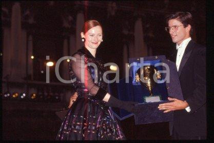 35mm vintage slide* 1991 VENICE actress Tilda SWINTON with the Volpi Cup (74)