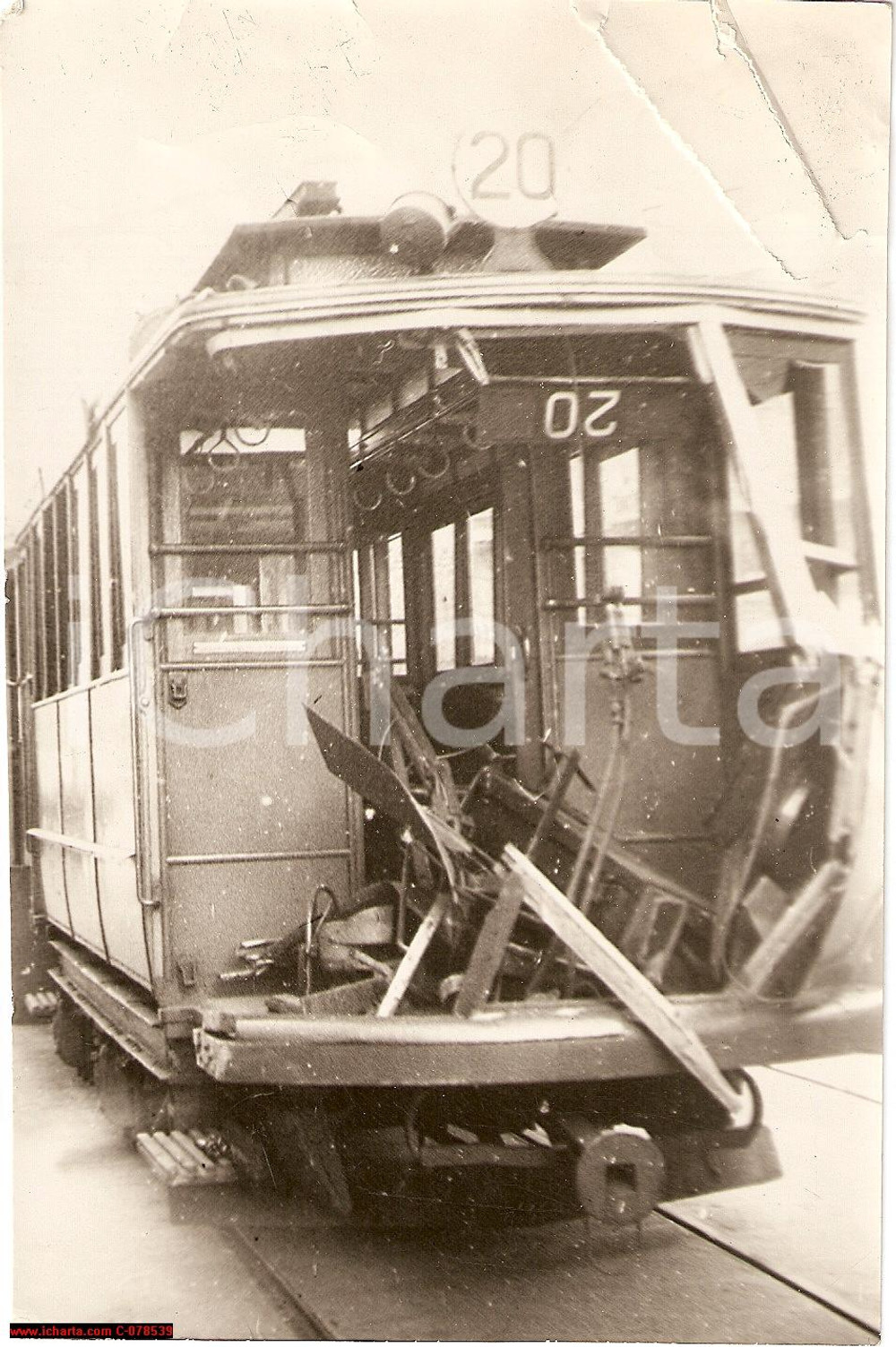 Fotografia d epoca originale 1938 Milano TRAM SCONTRO AUTOCARRO Corso Buenos Aires 1