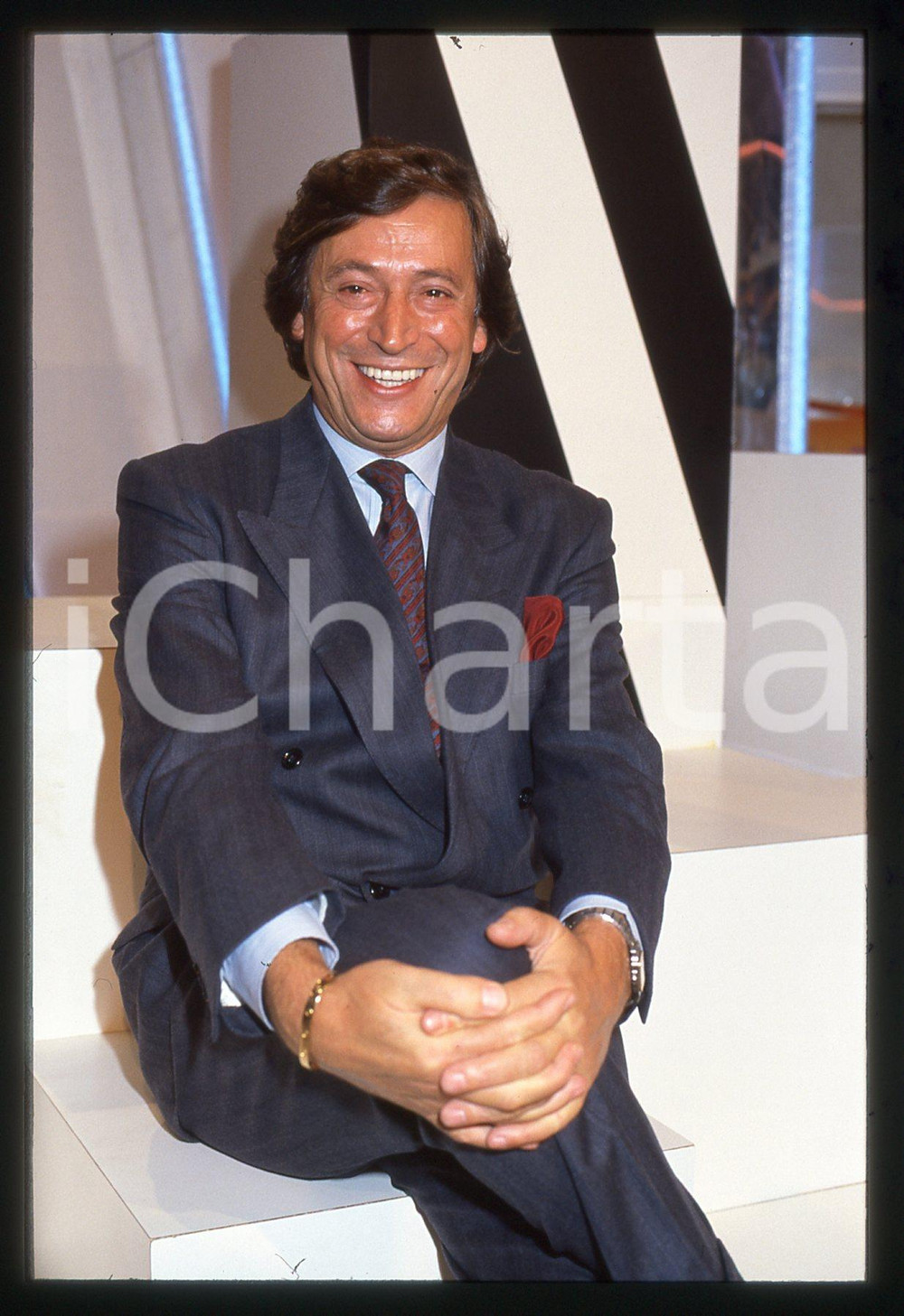 35mm vintage slide* 1986 RETE 4 - Guido ANGELI a UN FANTASTICO TRAGICO VENERDÌ 6