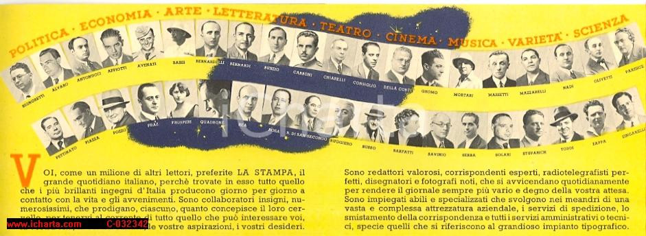 Oggetto da collezione cartaceo 1940 Quotidiano LA STAMPA pieghevole promozionale 1