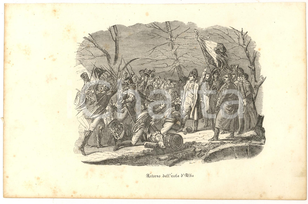 Stampa, bozzetto originale 1844 MEMORIALE DI SANT'ELENA Ritorno dall'isola d'Elba 1
