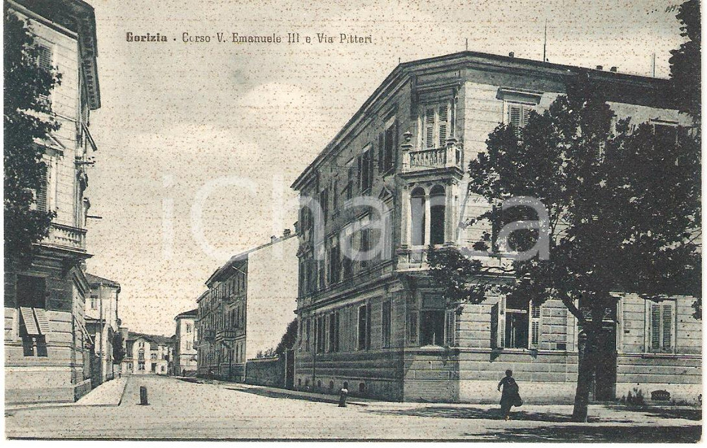 Cartolina originale da collezione 1942 GORIZIA Via PITTERI Corso VITTORIO EMANUELE III Animata Cartolina FG NV 1