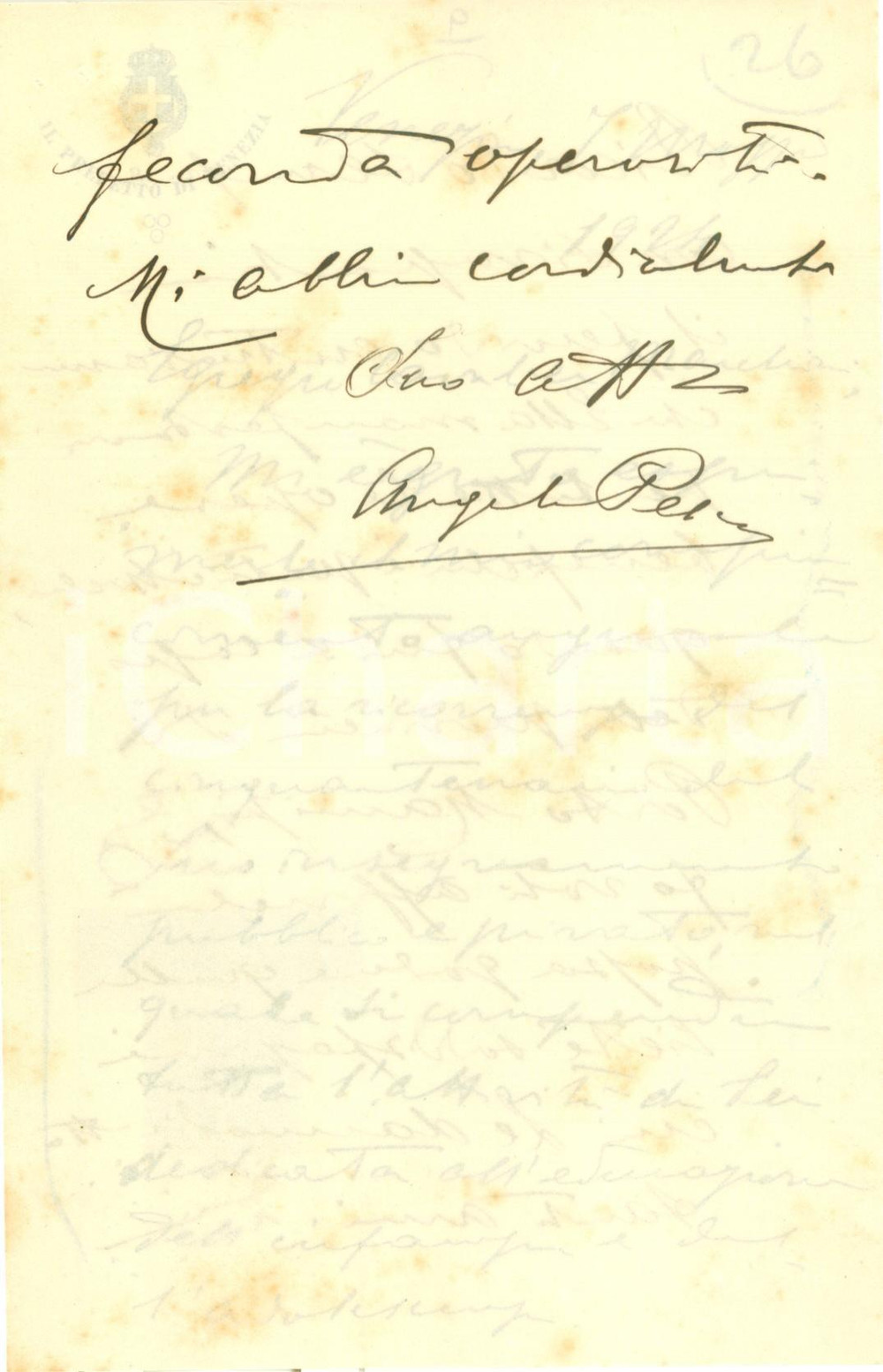 Autografo originale 1924 VENEZIA Prefetto Angelo PESCE loda Isidoro MARCHINI Lettera AUTOGRAFA 1
