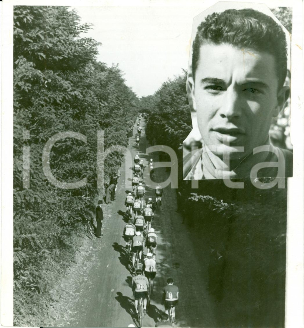 Fotografia d epoca originale 1939 PARABIAGO MI Ciclismo Adolfo LEONI vince coppa BERNOCCHI Foto composta 1