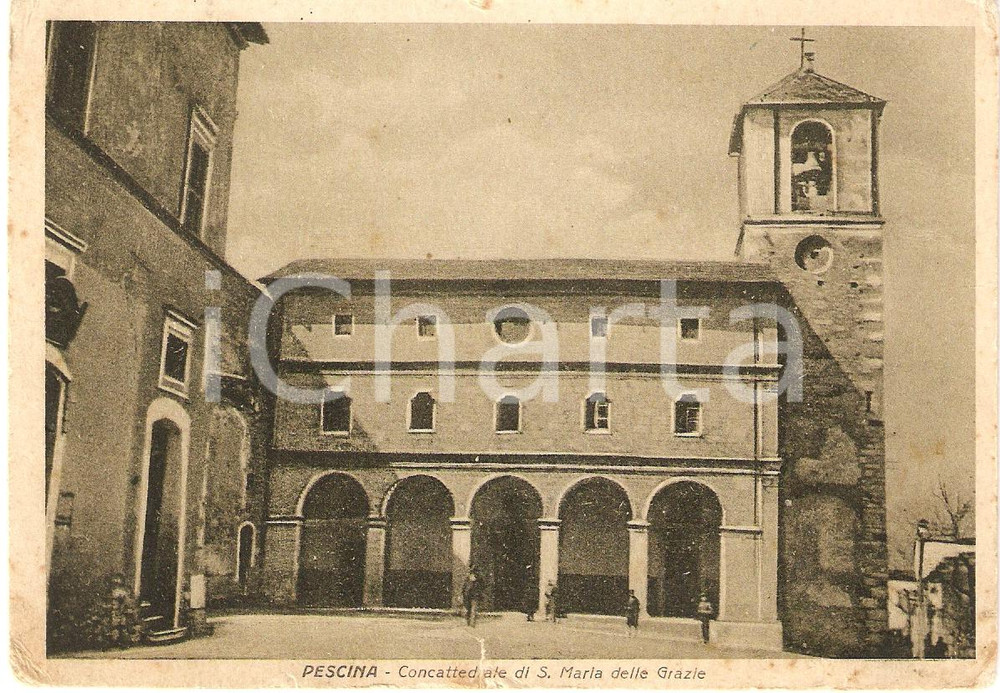 Cartolina originale da collezione 1939 PESCINA (AQ) Concattedrale SANTA MARIA DELLE GRAZIE Cartolina FG VG 1