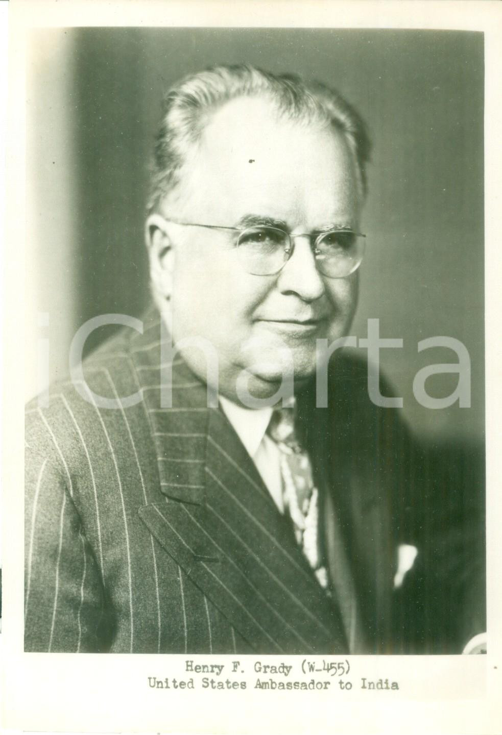 Fotografia d epoca originale 1947 USA Henry F. GRADY United States Ambassador to INDIA Fotografia 1