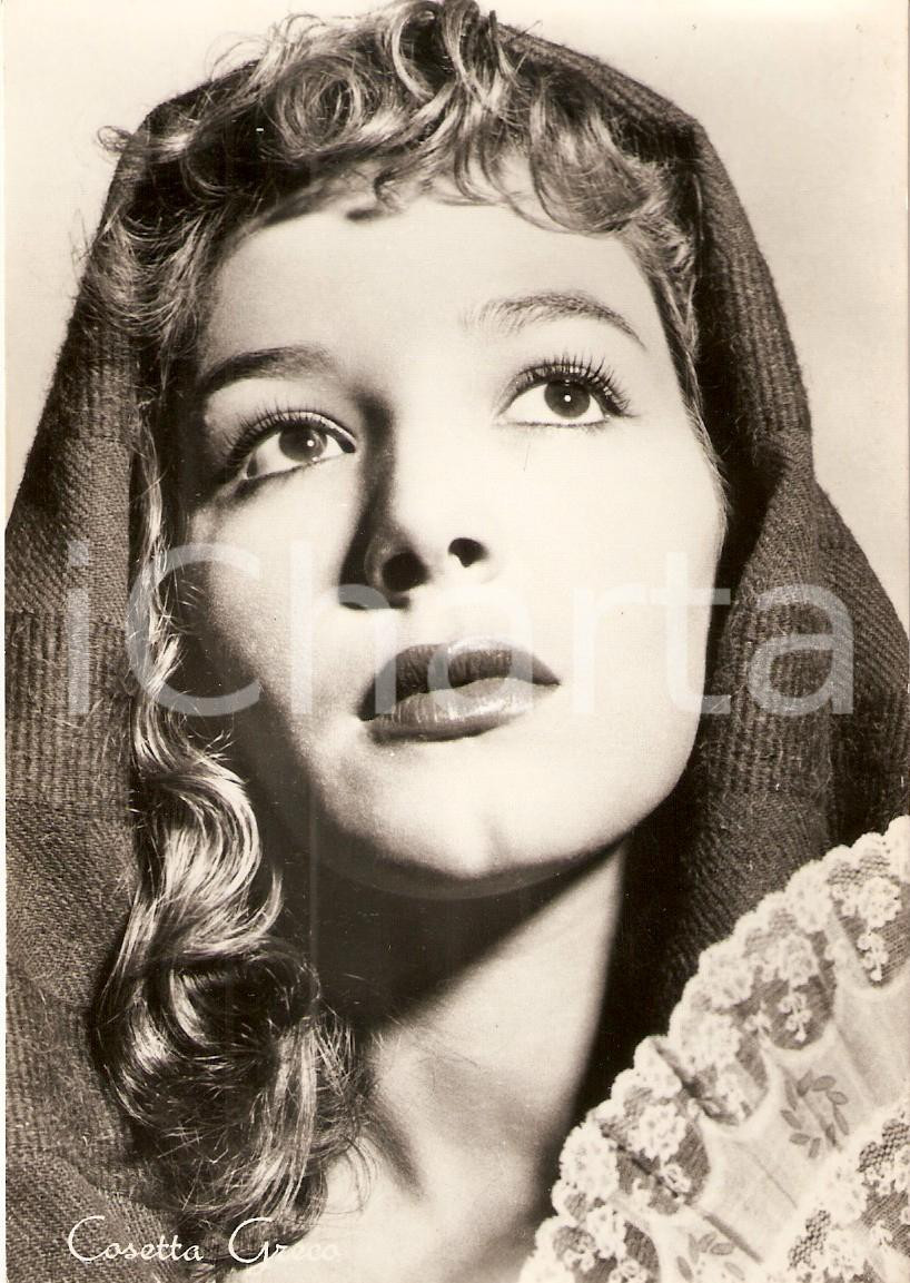 Cartolina originale da collezione 1955 ca CINEMA Attrice Cosetta GRECO Ritratto con ventaglio Cartolina FG NV 1