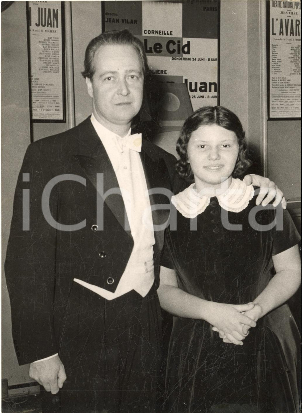 1957 PARIS Francesca "Kiki" BERNASCONI pianista prodigio con Rudolph ALBERT Foto