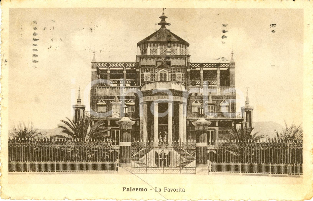 Cartolina originale da collezione 1923 PALERMO Parco LA FAVORITA Palazzina cinese  Cartolina FP VG 1