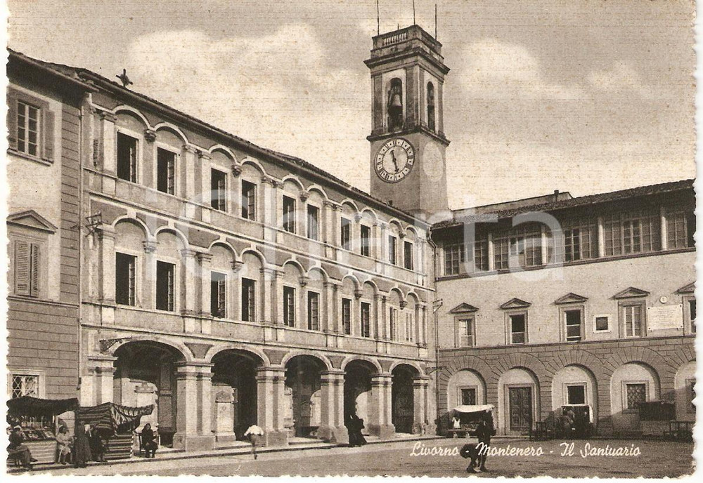 Cartolina originale da collezione 1958 LIVORNO Santuario di MONTENERO Cartolina ANIMATA FG VG 1