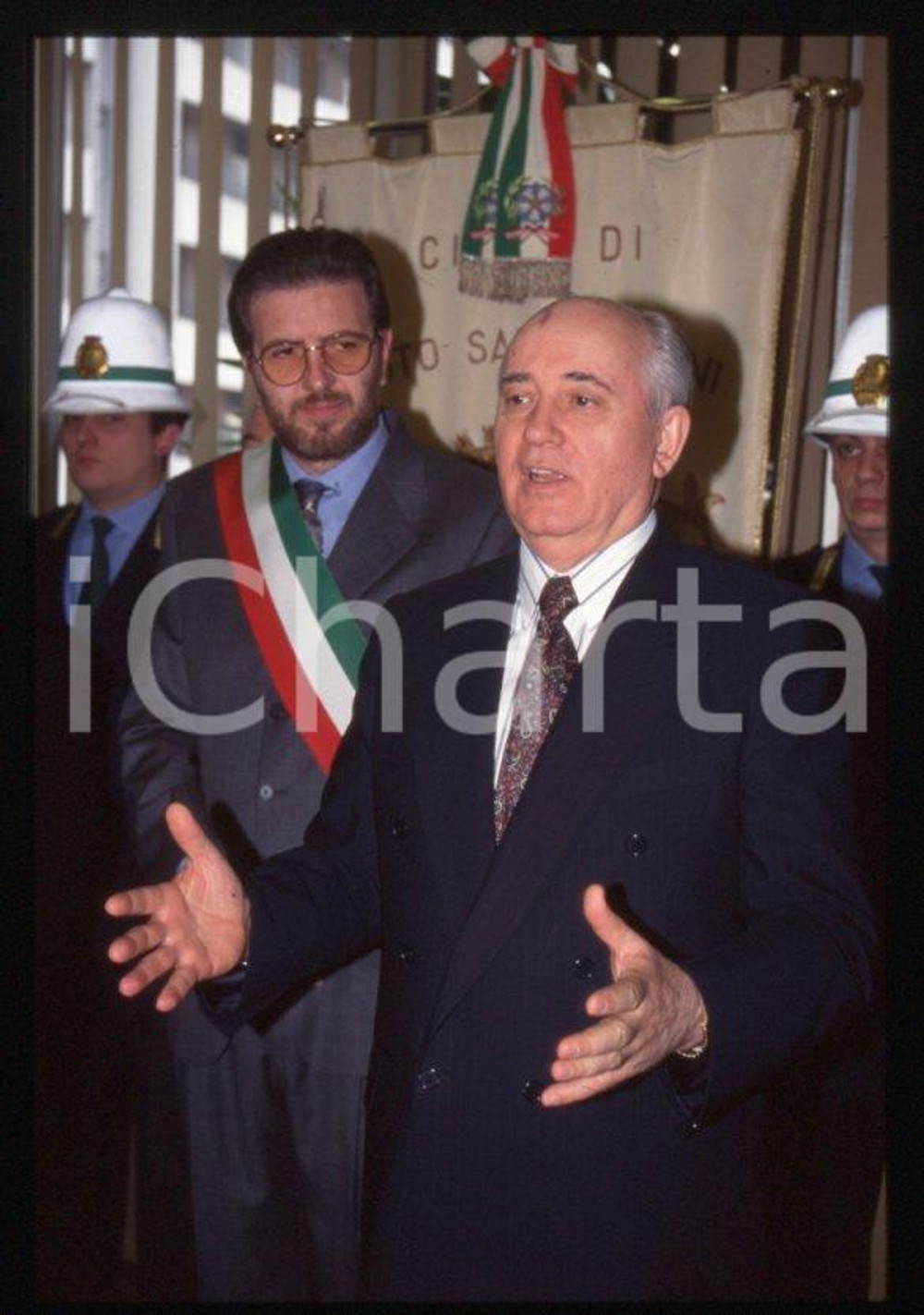 Fotografia d epoca originale 35mm vintage slide 1995 SESTO SAN GIOVANNI Michail GORBACHEV Filippo PENATI 18 1