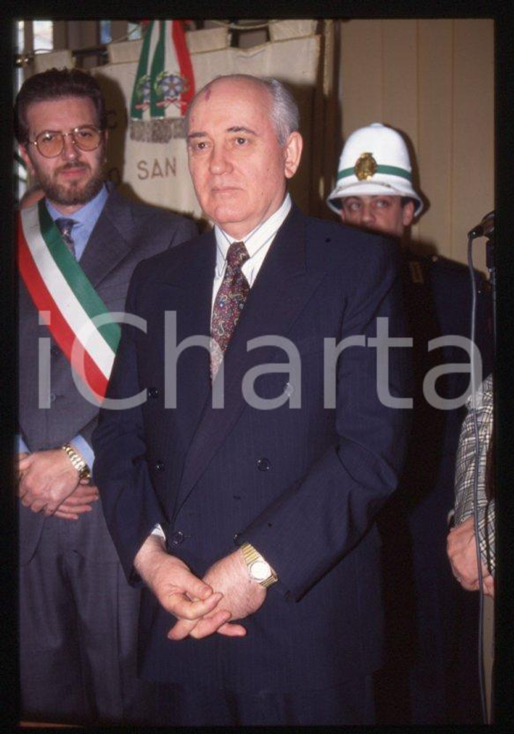 Fotografia d epoca originale 35mm vintage slide 1995 SESTO SAN GIOVANNI Michail GORBACHEV Filippo PENATI 26 1