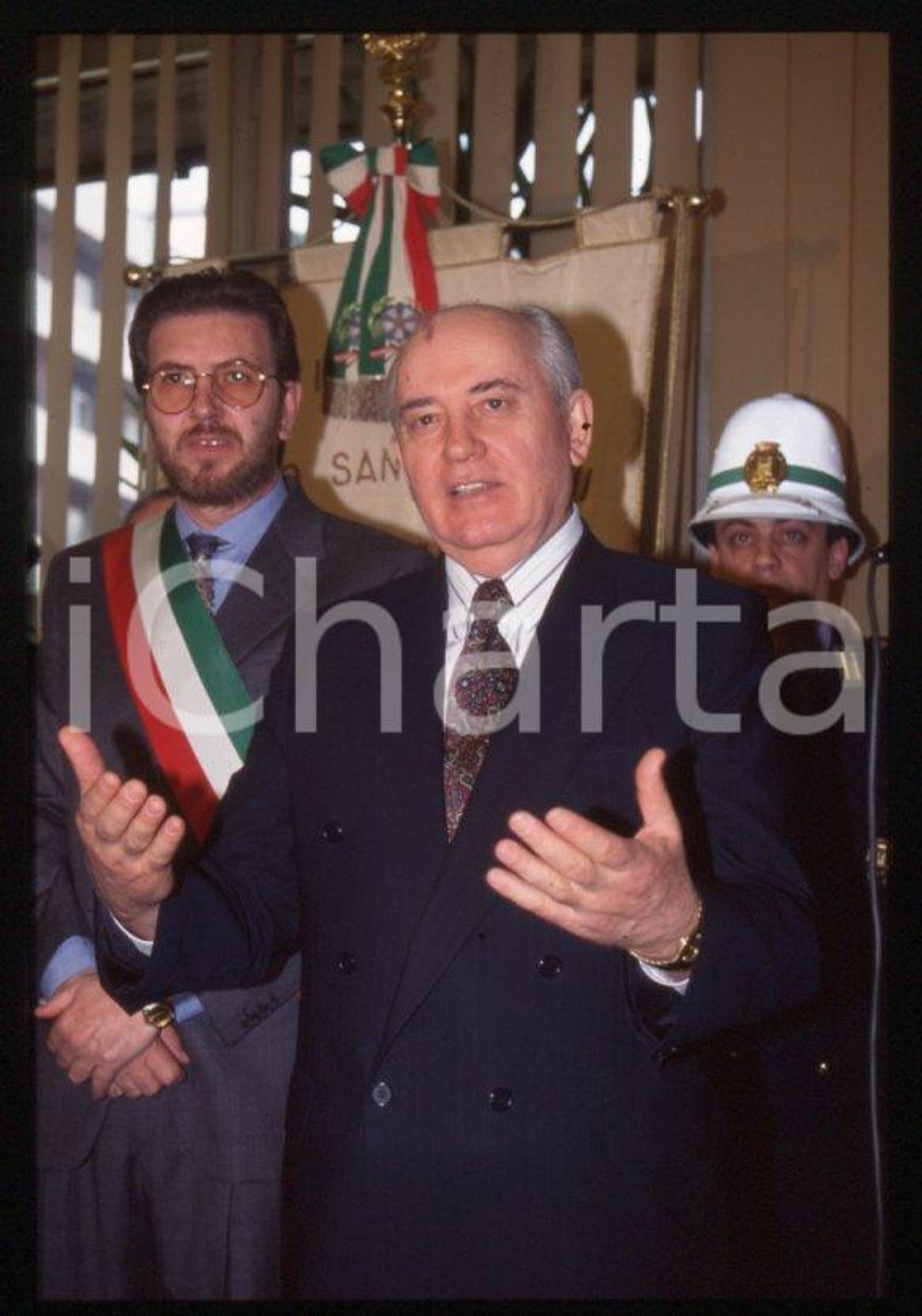 Fotografia d epoca originale 35mm vintage slide 1995 SESTO SAN GIOVANNI Michail GORBACHEV Filippo PENATI 25 1