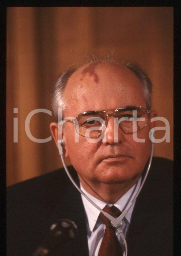 Fotografia d epoca originale 35mm vintage slide 1989 MILANO Michail GORBACHEV President USSR Portrait 66 1