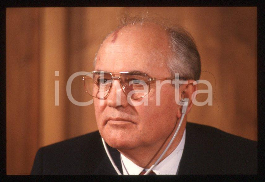 Fotografia d epoca originale 35mm vintage slide 1989 MILANO Michail GORBACHEV President USSR Portrait 67 1